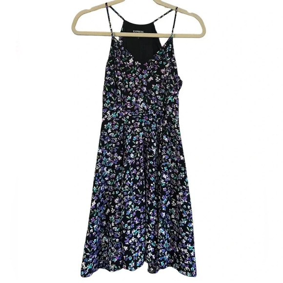 EXPRESS FIT & FLARE FLORAL DRESS - Picture 1 of 4
